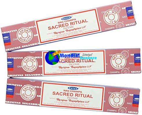 Satya Nag Champa Sacred Ritual Lot de 3 boîtes de bâtonnets d’encens