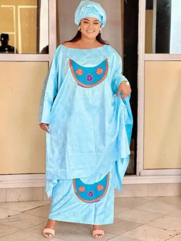 2 PCS Set Bazin Riche Long Dresses For Nigeria Traditional Wedding Party Bazin Riche Dashiki Robe Printed Boubou Evening Gowns