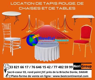 LOCATION DE CHAISES, TABLES et  TAPIS ROUGE 02