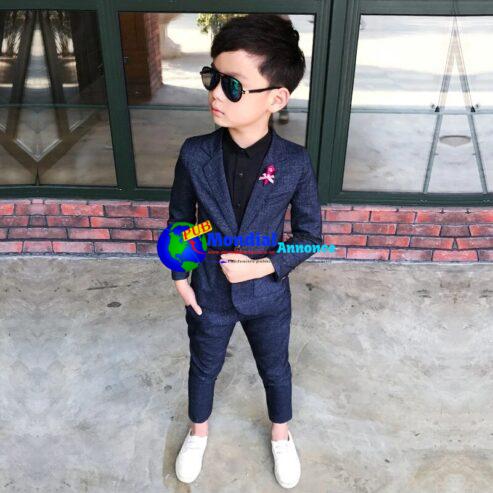 2023 Formal Wedding Boy Costume 2 Pieces Blazer Pants Children Dress Suit Plaid Kids School Uniform Teenagers Party Clothes Wear