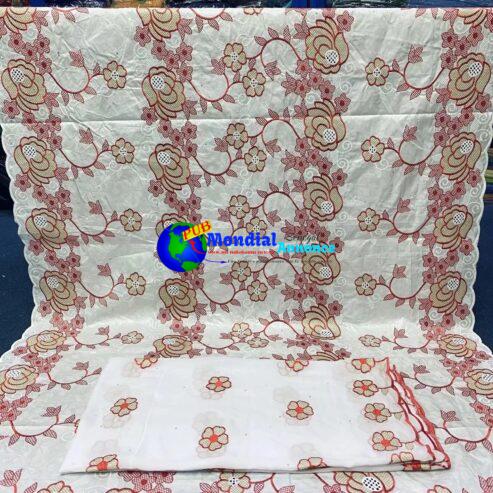 2023 New High Quality African Basin Riche Full Embroidery French Soft Bazin Lace Fabrics 5+2Yards Sewing For Nigeria Women Dress