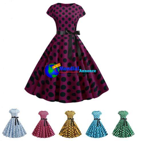 2023 Polka Dot Print Summer Dresses Vintage Women 1950s 60S Swing Rockabilly Dress Robe Femme Casual Office Party Vestidos