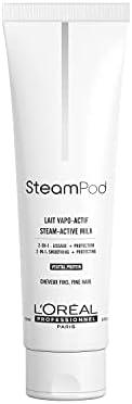 Steampod | Lait de Lissage Vapo-Activé pour Cheveux Fins | Formule Vegan | Double Action : Lissage et Protection | 150 ml | L’Oréal Professionnel