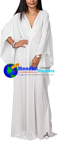 YOUKD Robe Longue Caftan Longue pour Femme Boho Maillot De Bain Plage Peignoirs De Protection Taille Unique