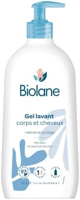 BIOLANE – Gel douche bebe corps et cheveux 2 en 1 – Gel lavant – 750ml – 97% Origine Naturelle – Doux – Peaux Sensible – Gel cheveux enfant – Fabriqué en France