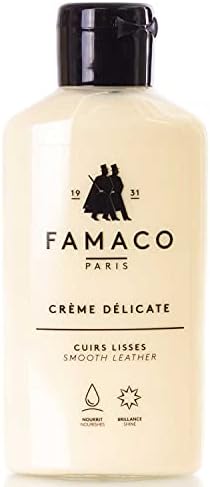 Famaco – Crème Délicate pour Cuir Lisse – Lait Nourrissant à Base de Cire – Nettoie – Nourrit et Assouplit en Douceur les Chaussures – Hydrate et Imperméabilise – 125ml