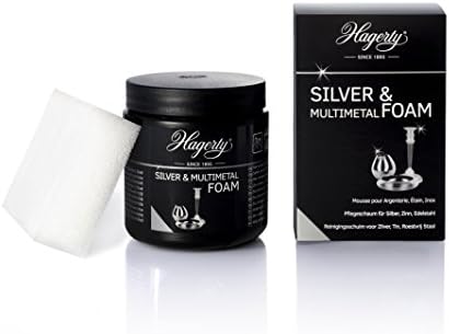 Hagerty Silver & Multimetal Foam Mousse nettoyante I 185g I Pour redonner de l’éclat aux objets en argent, métal argenté, étain et acier inoxydable I Éponge incluse