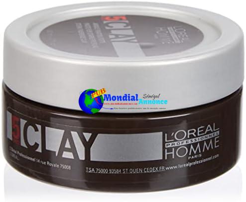 L’Oréal Professionnel Homme | Crème de Cire Coiffante Clay – Fixation Forte, Effet Mat Intense, Contrôle Maximal des Cheveux, Ne Colle Pas, Ne Graisse Pas | 50 ml