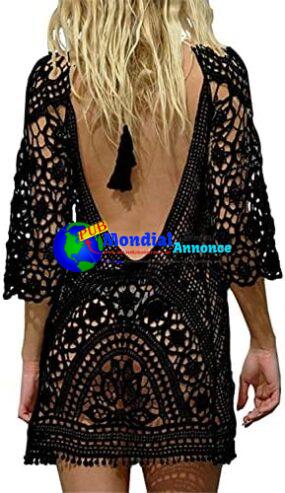 YloveM Robe de Plage pour Femme, Femme Paréo Plage Robes Maillot de Bain Sarongs Paréo Beach Dress Bohême Mode Bikini Cover Up Crochet Blouse