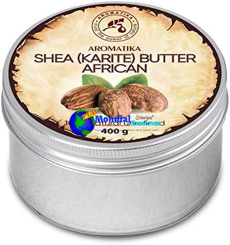 Beurre de Karité 400g – Non Raffiné – 100% Pur et Naturel – Pressé à Froid – Africain – Ghana – Idéal pour Cheveux – Peau – Lip – Visage – Soin du Corps – Bocal en Aluminium