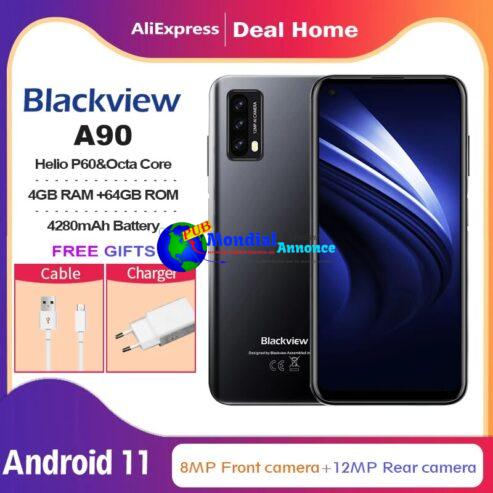 Blackview A90 Smartphone Helio P60 Octa Core 12MP HDR Camera Mobile Phone 4GB+64GB 4280mAh Android 11 Telephone 4G LTE Celular