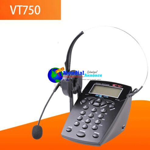 Corded Headset Telephone Call Center Dialpad Operator Dedicated Telephone Caller ID & Redial, Adjustable LCD Brightness & Volume