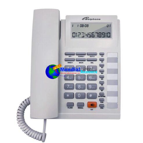 Corded Telephone Desktop Landline Telephone With Caller ID, Adjustable Display Brightness, for Home Office, Black/White