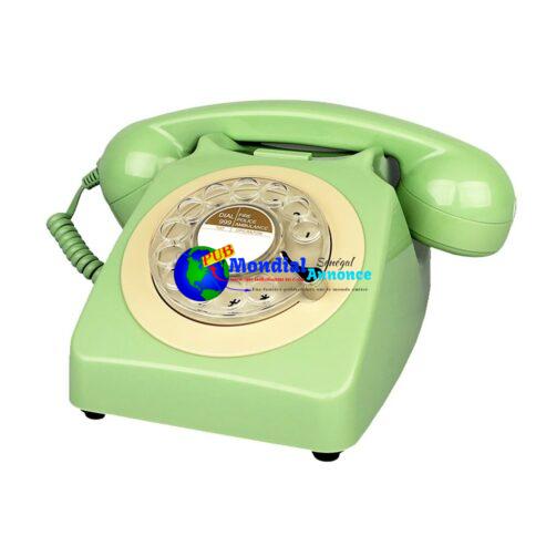 Corded Telephone Green Retro Landline Phones Antique Rotary Dial Desktop Telephone Pretty Classic Telephones for Home Decor