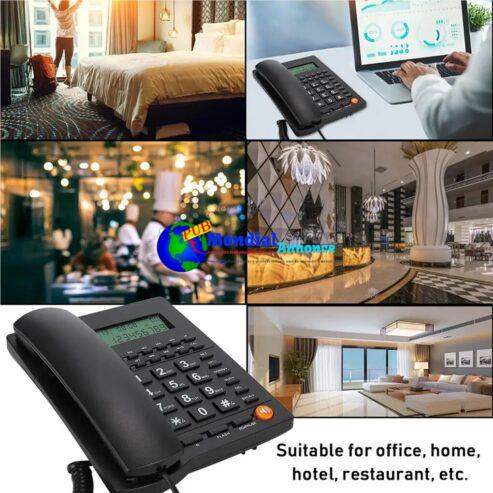 Desktop Corded Landline Telephone Keypad Telephones LCD Screen Adjustable Brightness Phones Business Caller ID Phone for Home