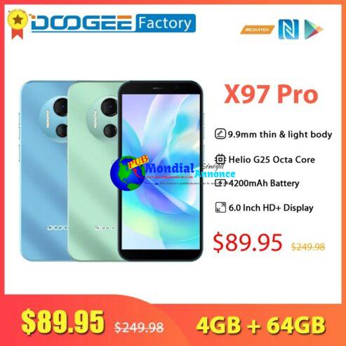 Doogee X97 Pro 4GB 64GB Android 12 Smartphone 6.0 Inch HD Display Octa Core Cellphone 12MP Camera NFC 4200mAh Telephone