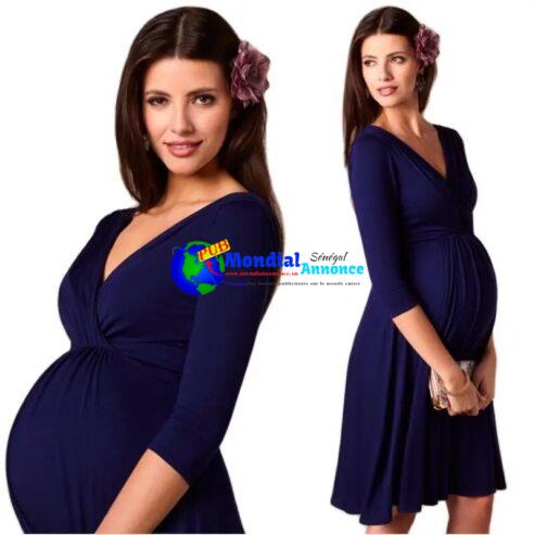 Dresses For Women Pregnant Dresses Maternity V-neck Three Quarter Sleeve Pleated Beautiful Clothes Pregnancy Party Evening Dress