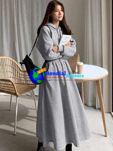 Dresses for Women 2023 Winter Large Size LOOSE Long Dresses American Retro Versatile Hooded Robe Thickening Women’s Clothing