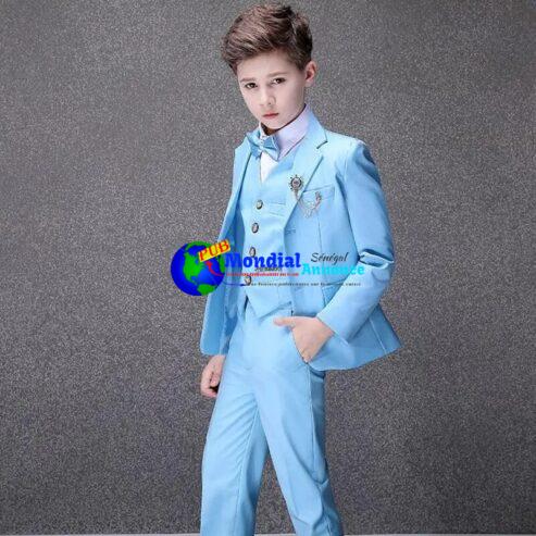 Flower Boys Blue Wedding Suit Kids Party Photograph Suit Teenager Birthday Tuxedo Dress Children Graduation Stage Show Costume