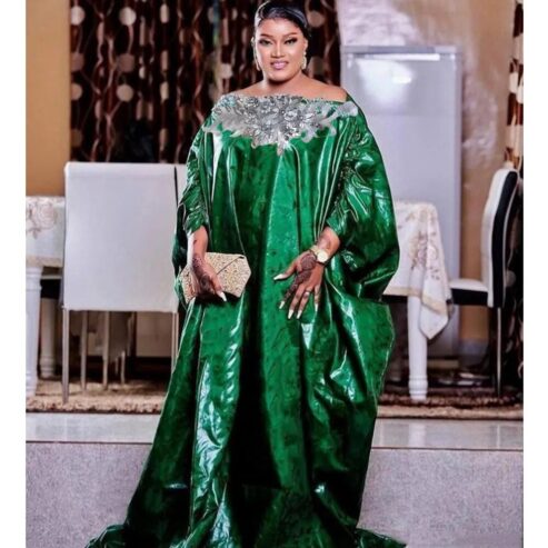 Green African Dresses For Women Bazin Riche Robe Original Basin For Wedding Party Newest Clothing Nigeria Tradition Bride Dress