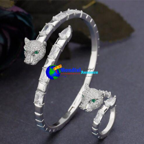 JEWEL 2023 Luxury Animal style Geometry Bangle Ring Jewelry Set Wedding Party Ladies Nigeria Bride Dress Accessories Gift