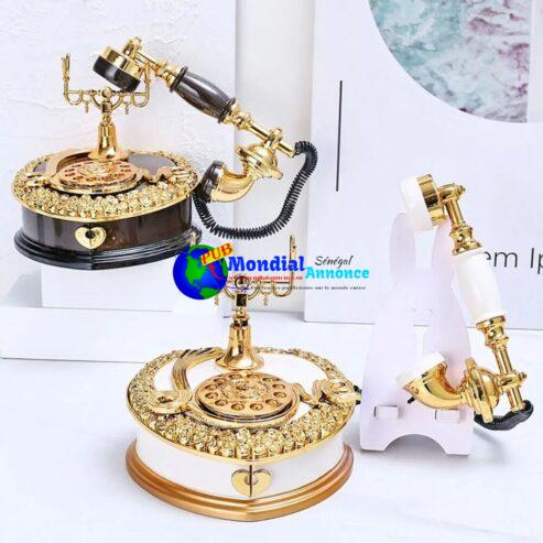 Light Luxury Classic Style Dial Old-fashioned Telephone Music Box Home Desk Porch Home Decoration Living Room Decoration