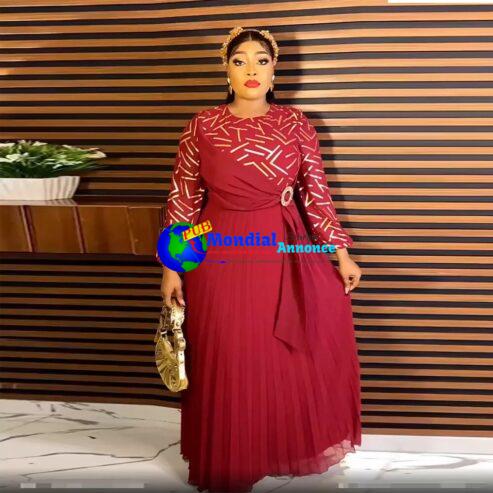 MD Dubai African Chiffon Dresses For Women Long Sleeve Wedding Party Gown Robe Femme Musulmane Turkey Wears Latest Nigeria Dress