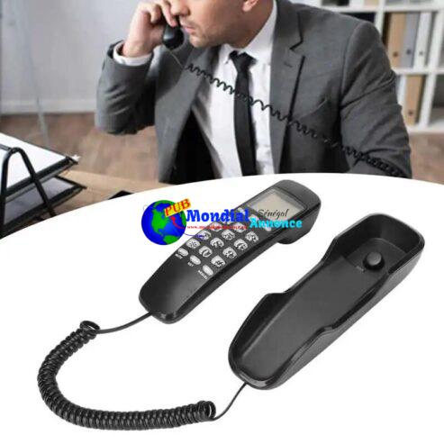 Mini Wall-Mounted Corded Telephone Vintage Landline Phone Noise Reduction Wired Telephone Built-in Dial Pad for Home Office