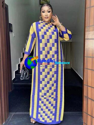 Miyake Pleated Maxi Long Dress of Women 2023 Designer Plaid Long Sleeve Color Block Loose Formal Dresses Summer New Hot Sales