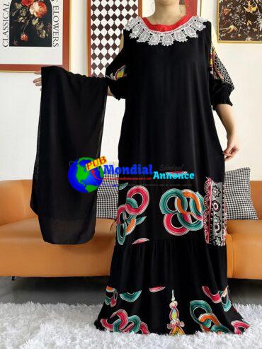 Muslim Abayas for Women 2023 Latest Solid Cotton Long Sleeve Lady Dress Lace Embroider African Nigeria Ramadan Loose Dresses