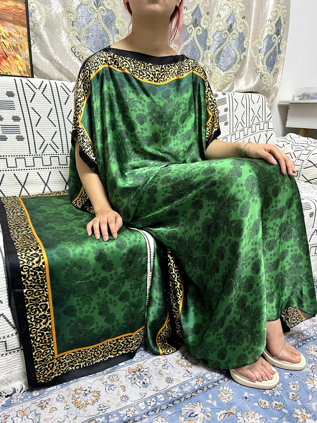 Muslim Fashion Silk Abayas For Women 2023 New Party Evening Loose Femme Robe African Nigeria Islam Dresses With Belt Turban