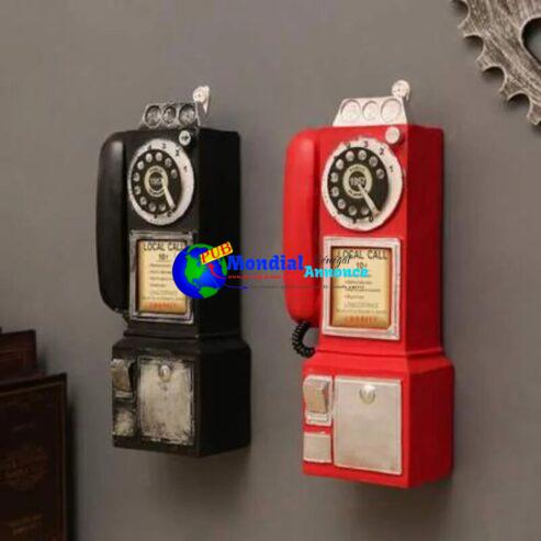 Nostalgic Telephone Model Resin Handicraft Old Country Telephone Ornament Mini Furniture Wall Ornament Family Shoot Movie Prop