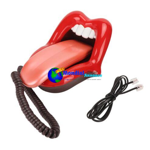 Novelty Tongue Stretching Sexy Lips Corded Phone Telephone with LED Indicator, Audio / Pulse Dial, Mini Landline Telephone Decor