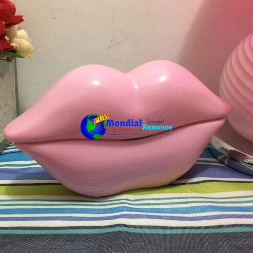 Pink Stylish Lips Shape Telephone Landline Phone Desktop Fixed Wired Cellphone Multi-Functional Mouth Phine For Home Office