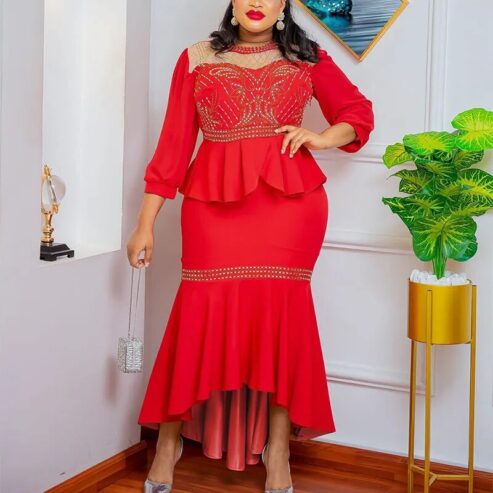 Plus Size Elegant Dresses African Evening for Women Dashiki Ankara Turkey Outfits Wedding Party Dress 2023 Nigeria Ladies Dress