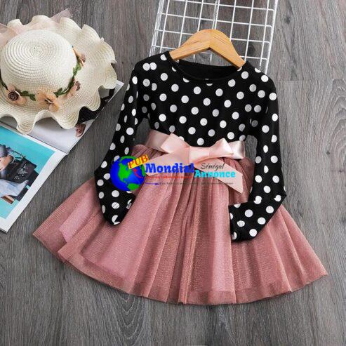 Polka-dot Kids Princess Dresses for Girls Spring Autumn Long Sleeve Children Wedding Birthday Party Dress 3-8 Yrs Baby Vestidos