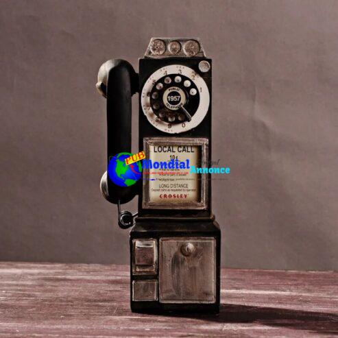 Retro Resin Telephone Classic Antique Dial Phone Model Ornaments Home Old Vintage Telefono Booth Call Crafts Wall Hanging Decor