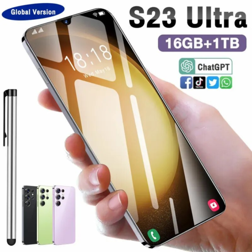 S23 Ultra Smartphone 6.8 HD Screen Original Cell Phone 16G+1T 5G Dual Sim Celulares Android Unlocked 72MP 7800mAh Mobile Phones