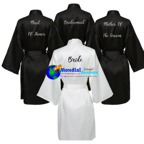 Satin Silk Robe Bride Robe Women Wedding Robe Bridesmaid Robes Dressing Bridal Robes Black