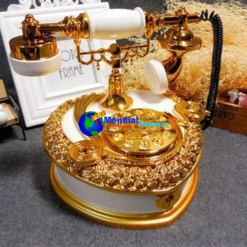 Vintage Dial Telephone Clockwise Spring Music Box Ornament Kids Birthday Gift Exquisite Workmanship Vintage Telephone Design