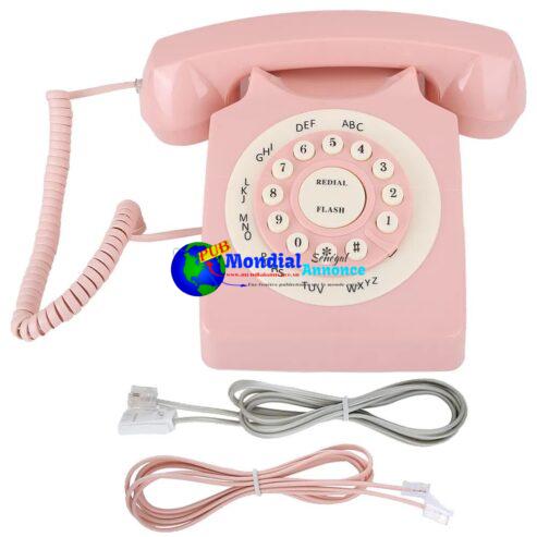 Vintage Telephone High Definition Call Quality Wired Telephone for Home Office Pink European telefono Landline Desk Telephone