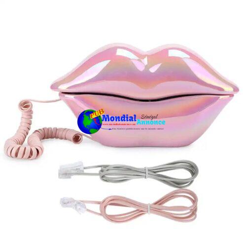 WX-3016 Mouth’s Lips Shape Telephone Electroplating  Funny Lip Telephone Fashionable Number Storage Function Telephone