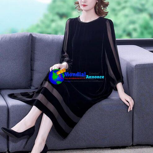 Women Autumn & Winter Elegant Velvet Dress Festa High Quality Long Cocktail Party Robe Femme Vintage Designer Vestidos