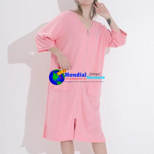 Women Bathrobe Nightgown Zipper Pocket Loose Nightwear Thin Robe Gown Sleepwear 3XL Casual Pajamas Robe Loungewear Dress