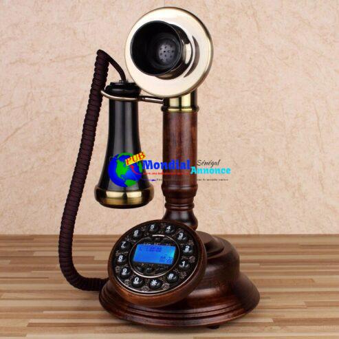 Wood Candlestick Retro Telephone Antique Phone Rotary / Button Dial,Caller ID,LCD Blue Backlit,Antique Landline Phone telefono