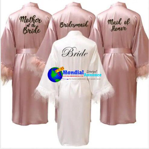 new bride bridesmaid robe with white black letters mother sister of the bride wedding gift bathrobe kimono satin robes