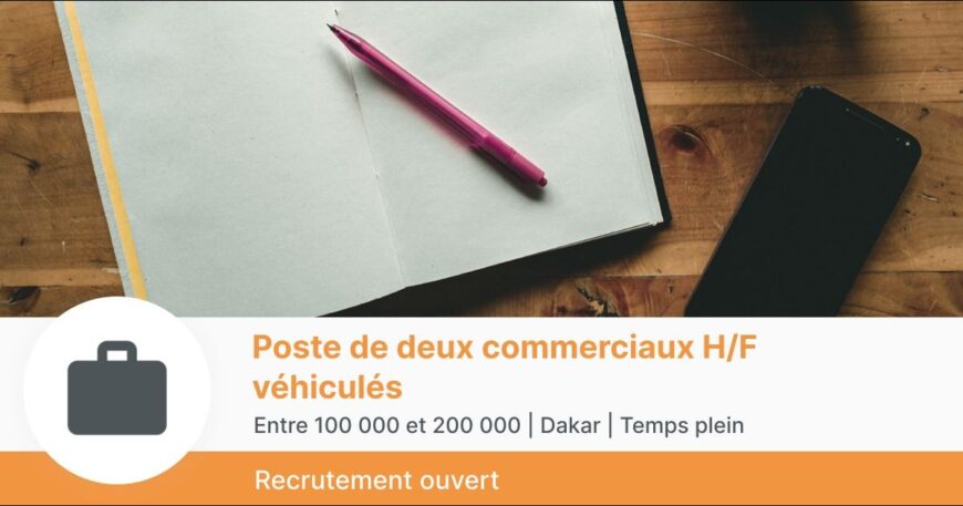 Poste de deux commerciaux H/F véhiculés