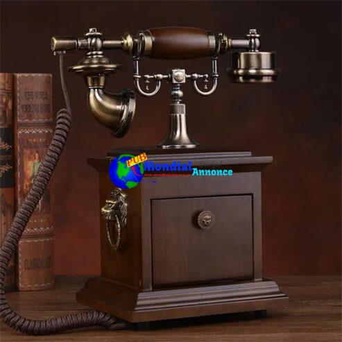 retro quadrate landline Telephone home house office hotel made of wood Antique Set Classical key vintage fixed phone caller ID