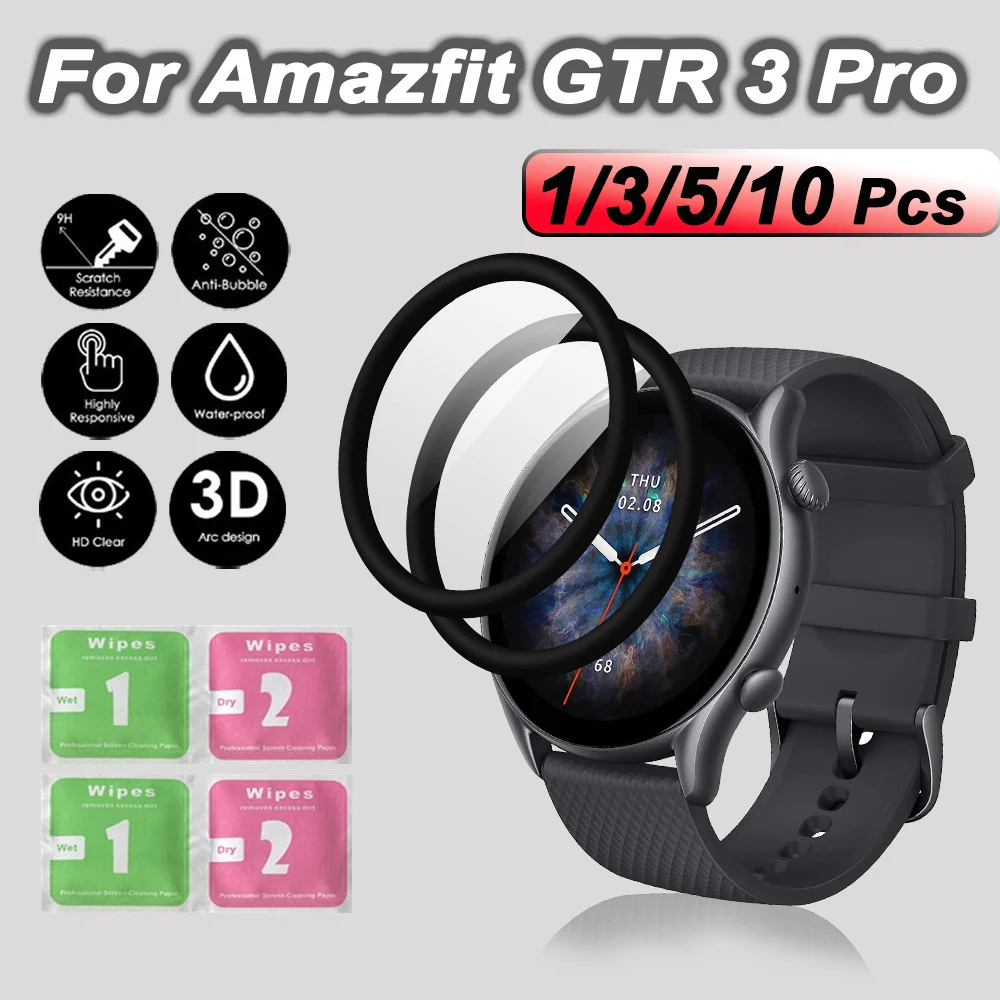 1/3/5/10Pcs 3D Tempered Glass For Amazfit GTR 3 Pro Screen Protector Glass Watch Protective Film For Amazfit GTR 4 3 Protection