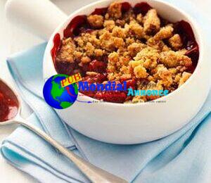 Crumbles de rhubarbe et de framboises